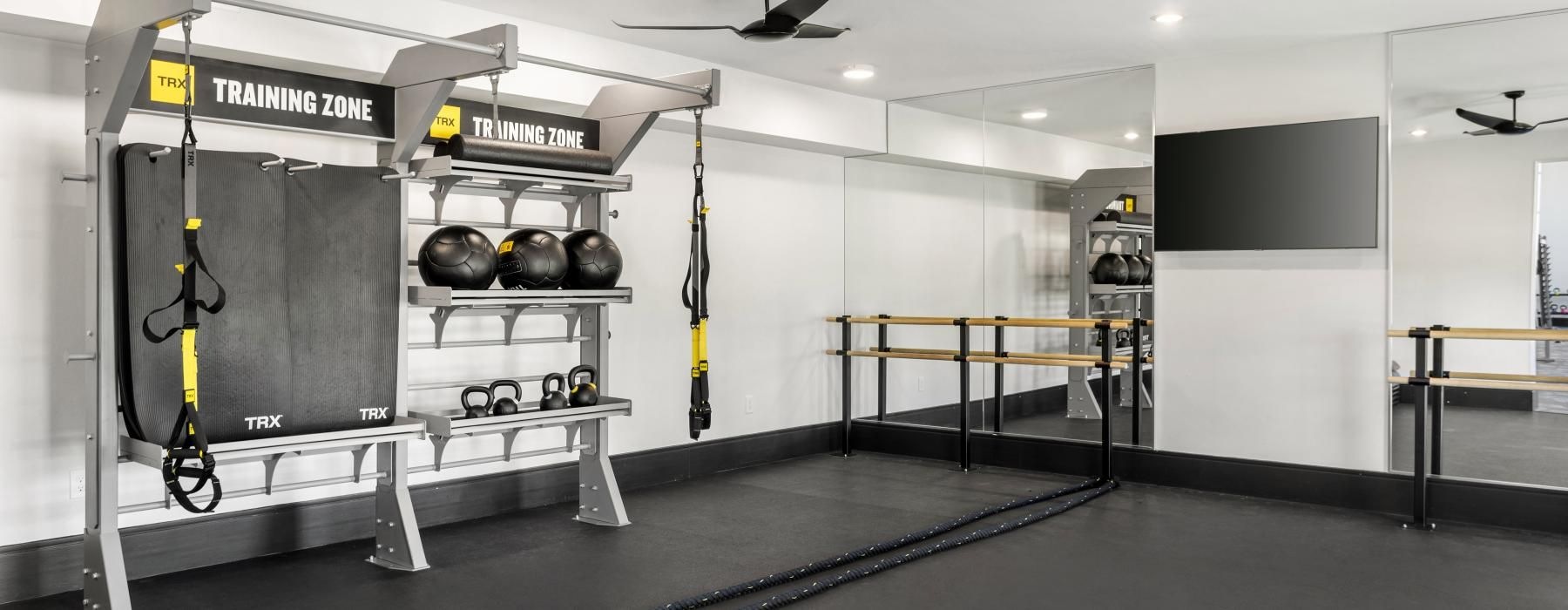 fitness studio with exercise equipment